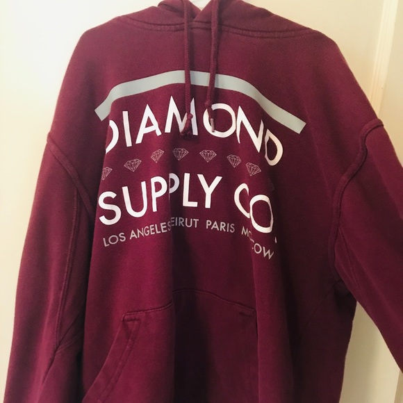 Diamond Supply Co. Sweaters - diamond supply co maroon hoodie/sweatshirt